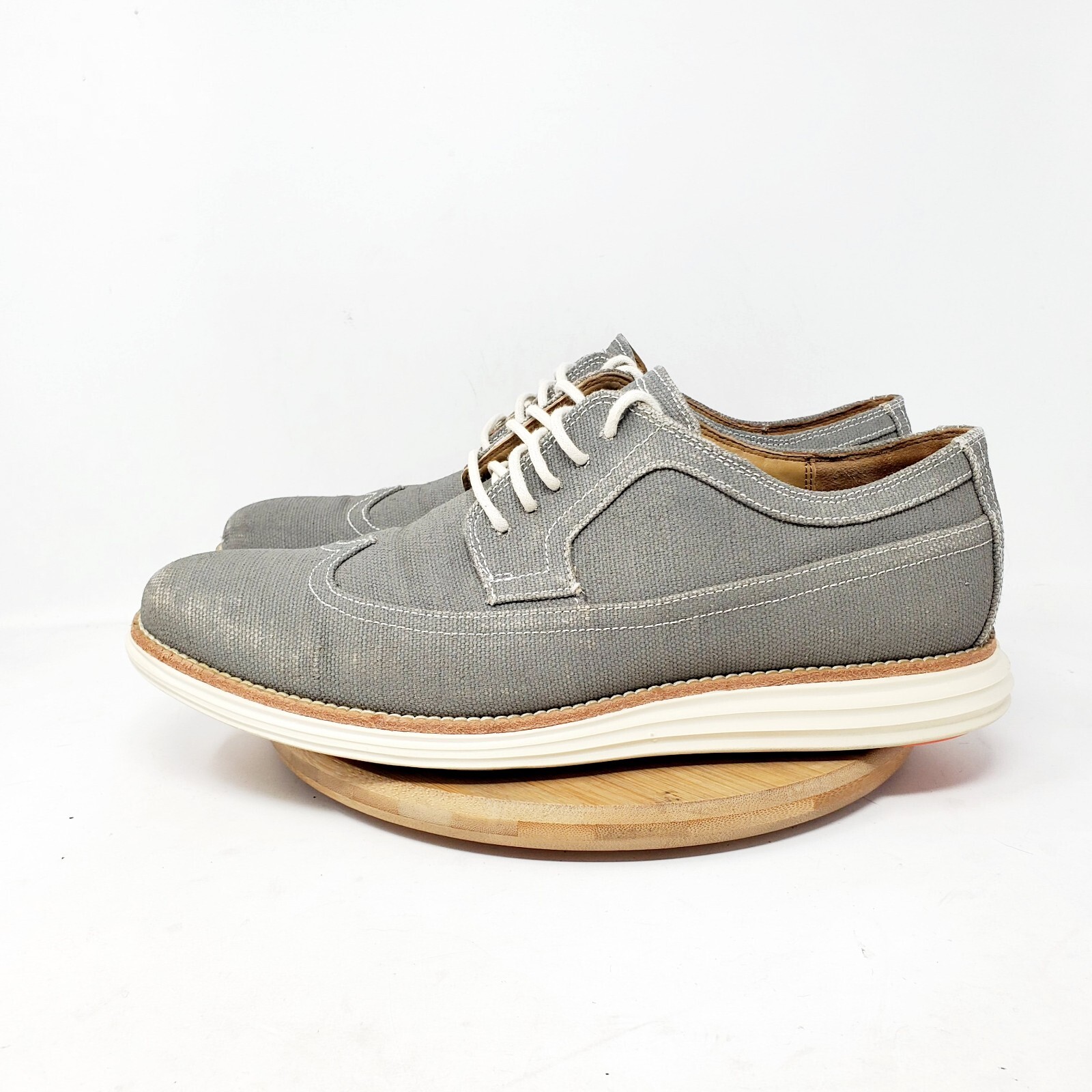 SAOLA Scarpe Cole Haan Lunargrand uomo 10 5 punta alare lunga Oxford sneaker grigio tela