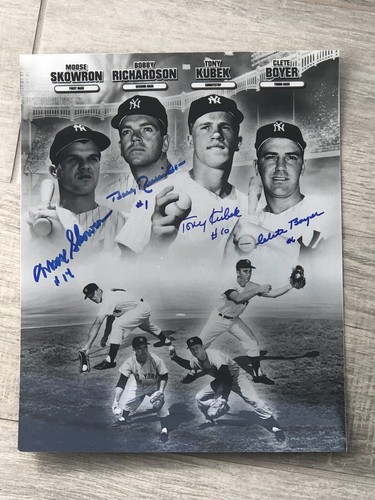1961 BOBBY RICHARDSON TONY KUBEK CLETE BOYER MOOSE SKOWRON 8x10 SIGNED PHOTO