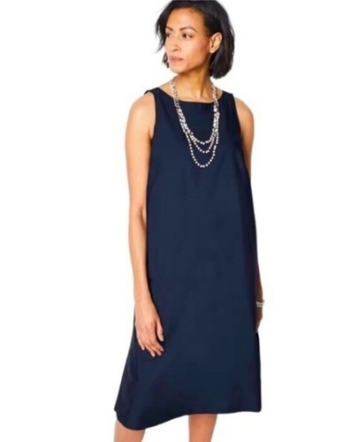 J. Jill NWT Navy Blue Henley Neck Sleeveless Pleated Back Sheath Dress Size XL