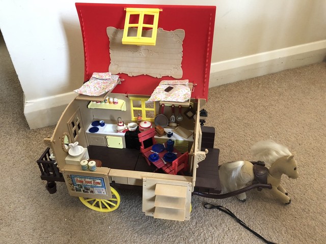 sylvanian families caravan and pony