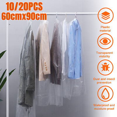 10/20Pcs Clothes Hanging Bag Dust Cover Garment Suit Wardrobe Storage  Protector
