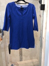New J. CREW Bright Blue Tunic Bracelet Length Sleeves Beach Dress XS CUTE