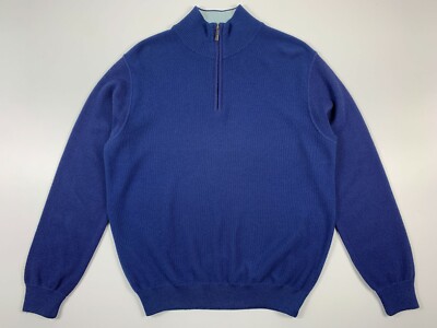 Vintage 90s BOGGI MILANO Sweater Wool/Polyacryl 1/4 Zip Blue Size M-L 