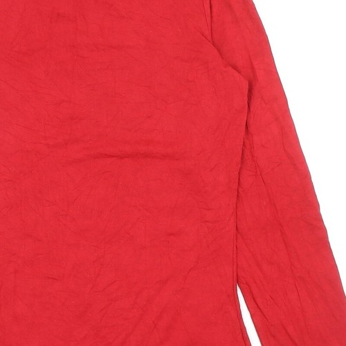 Oasis Womens Red Viscose Blend Basic T-Shirt Size S Mock Neck - Picture 10 of 12