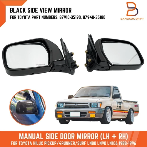PAIR BLACK DOOR SIDE MIRROR FOR TOYOTA PICKUP LN85 LN95 LN105 4RUNNER SURF 88-97