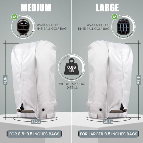 Golf Bag Rain Hood with Snap Button - Eco-Friendly, Universal Medium White - Picture 3 of 8