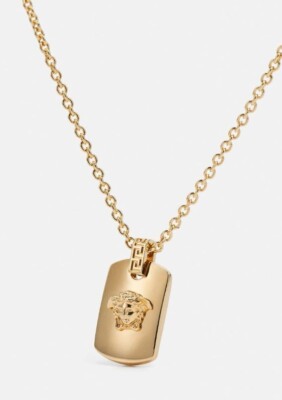 SALE Versace Necklace Gold Men's Chain Pendant Necklace w/Box Authentic NEW