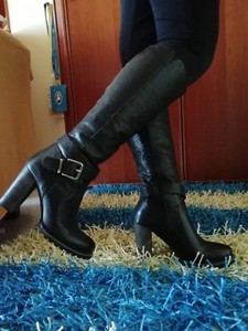 stivali pelle alti con tacco