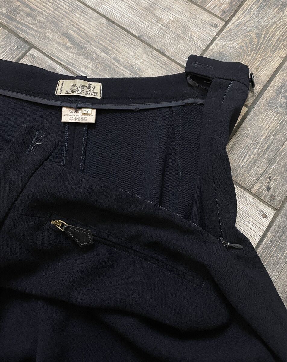 Vintage Hermes Paris Trousers Wool Pants Black Size 42 | eBay Vintage Hermes Paris Trousers Wool Pants Black Size 42 | eBay