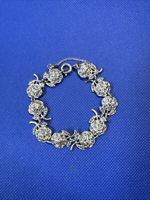 925 Sterling Silver Bracelet With Flowers, 21.4g | eBay
