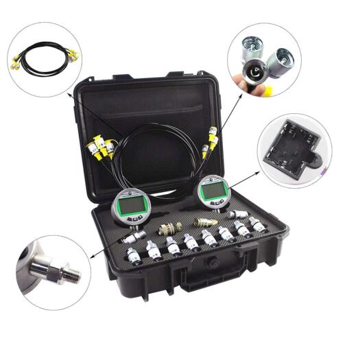 Kit de prueba de manómetro digital 80MPA/12000PSI con 2 calibres 3 manguera de prueba 12 instaladores - Imagen 2 de 9