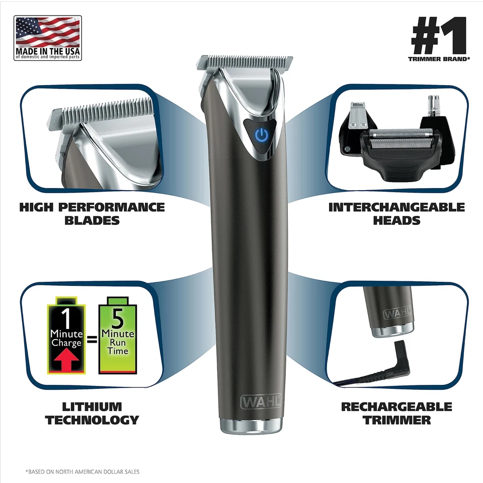 	Recortadora de barba de pizarra Wahl de acero inoxidable de iones de litio 2.0+ para hombre - eléctrica	 Foto 2 de 4