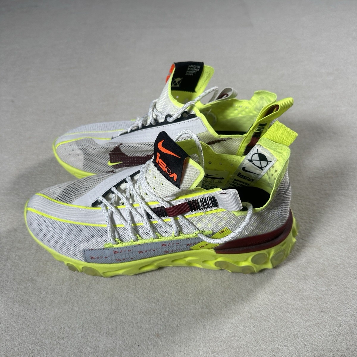nike react runner ispa platinum tint volt glow team red