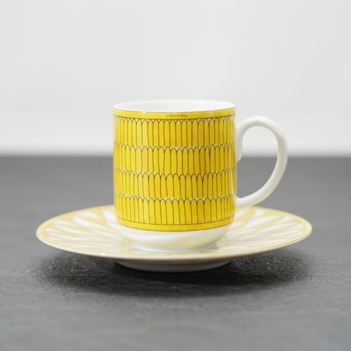 Hermes Soleil Coffee Cup Saucer Yellow Tableware 2 set Hermes Soleil Coffee Cup Saucer Yellow Tableware 2 set