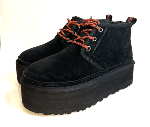 UGG Women's Size 9 Neumel Heritage Lace-Up Platform Chukka Boot Black NEW In Box - Picture 4 of 15