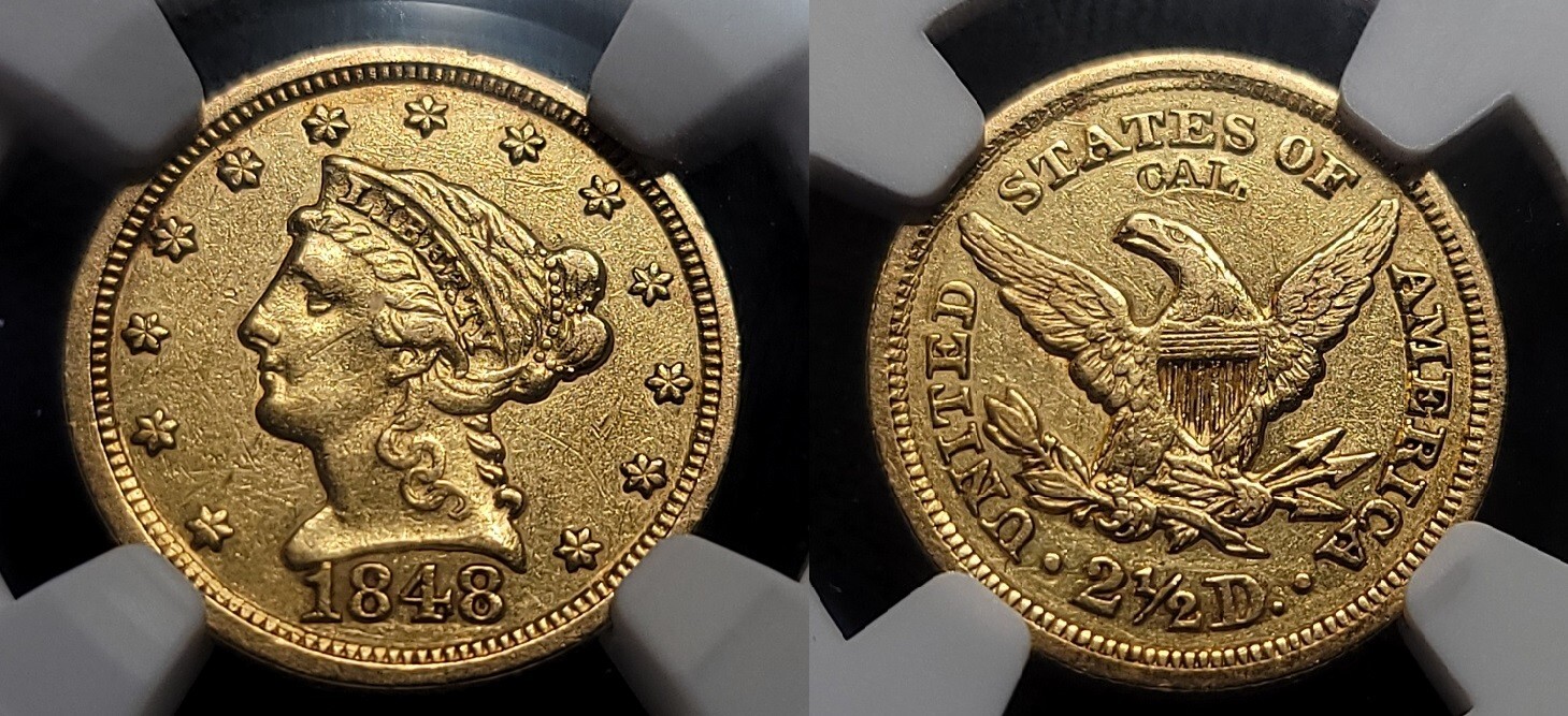 1848 $2.50 CAL. AU53 NGC