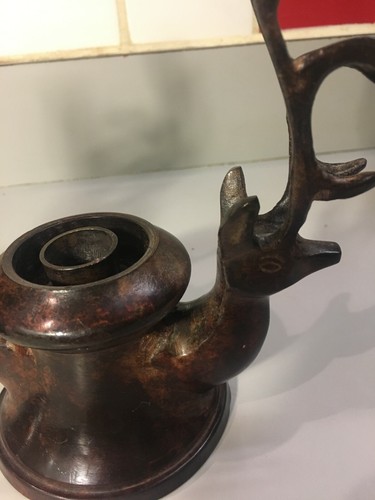 Pair of Vintage Metal Deer/Stag Head Candlestick Holders Rustic Christmas Decor - Picture 4 of 8