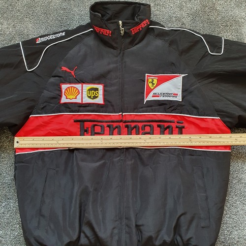 Scuderia Ferrari Jacket Mens Vintage Medium Racing Embroidered Black Full Zip - Picture 14 of 18