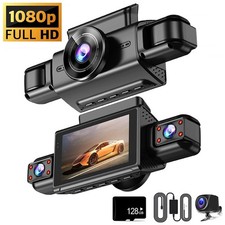 Dash Cam 4 Channel 360 Front Rear Inside Night Vision FHD 1080P Car Camera 128GB