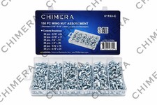 Chimera 150pc SAE Standard Zinc‑Plated Carbon Steel Wing Nut Assortment Set
