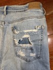 American Eagle light wash mid rise straight jeans stretch distressed Tall 10 — photo 3