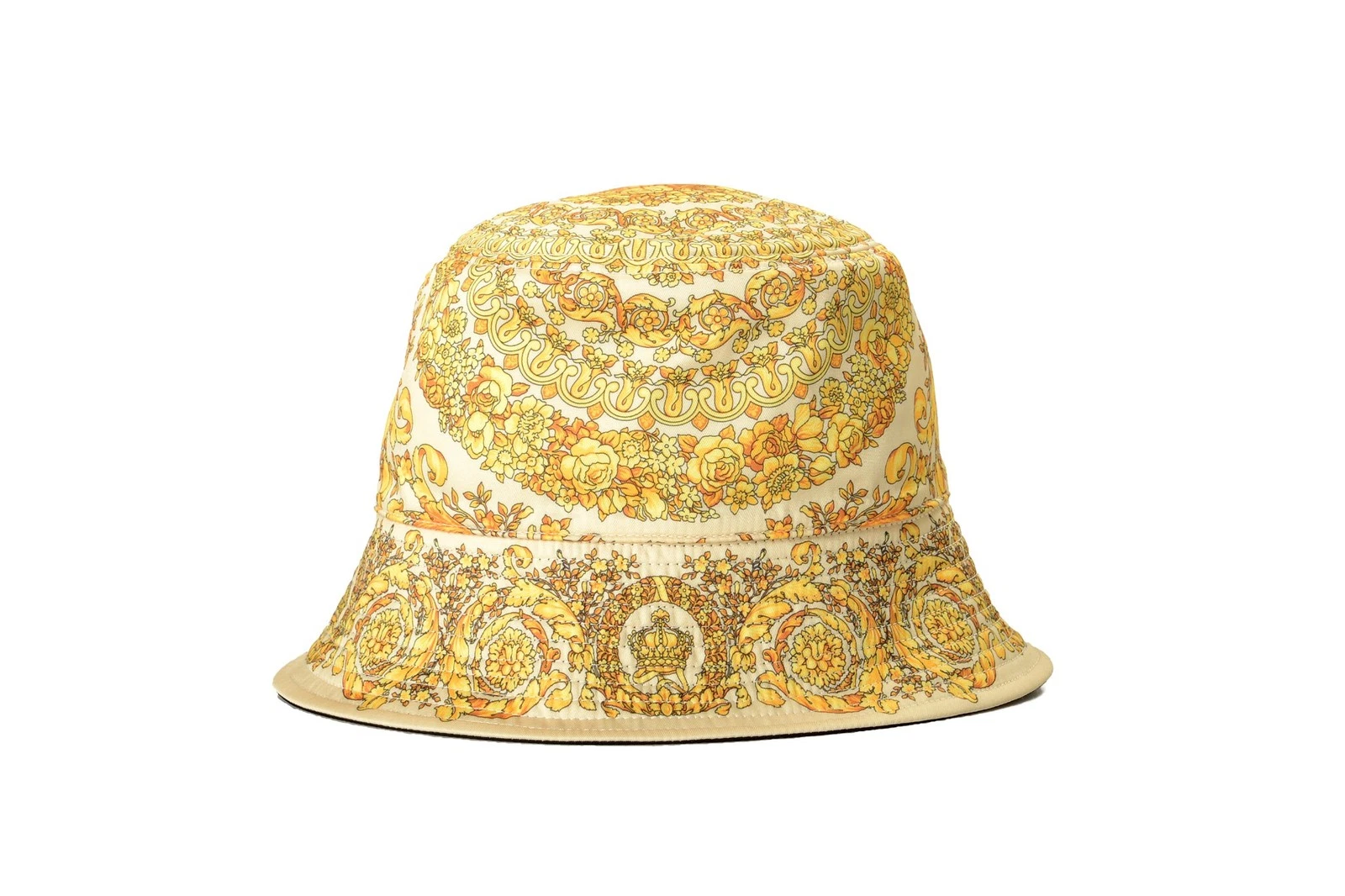 Versace Multi-Color Baroque/ Logo On Black Reversible Bucket Hat Size 58