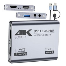 Video Capture Card, USB 3.0 High-Speed Interface, 1080P 60FPS/2K 30FPS/4K