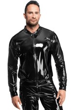 Herren Lack Jacke H092 glänzend mit 2-Wege-Reißverschluss & breitem Bund
