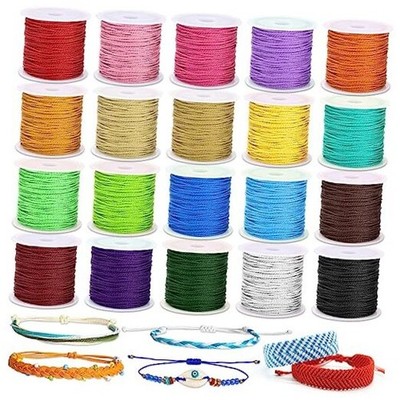 20 Rolls Wax String for Bracelet Making - Waxed Thread Cord - 20 Rolls