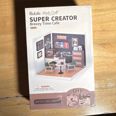 Rolife Super Creator Breezy Time Cafe DIY Room Box Kit 1:20 LED DW001 100pcs