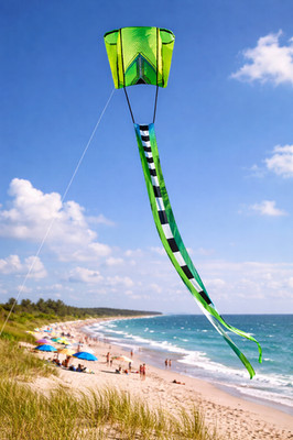 45'' Box Kite w/ 12 Ft Banner Tail Ripstop Nylon Frameless Kite + Line Winder