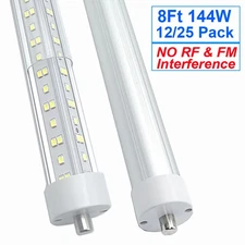 8 Foot Led Bulbs Single Pin 8' Led Tube Light FA8 T12 T8 Led 144W 6500K NO RF FM