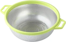 Stainless Steel Colander with Handle and Legs, Large Metal Green Strainer for Pa
