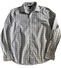 Tommy Hilfiger White and Blue Plaid botton-down Shirt for men size L