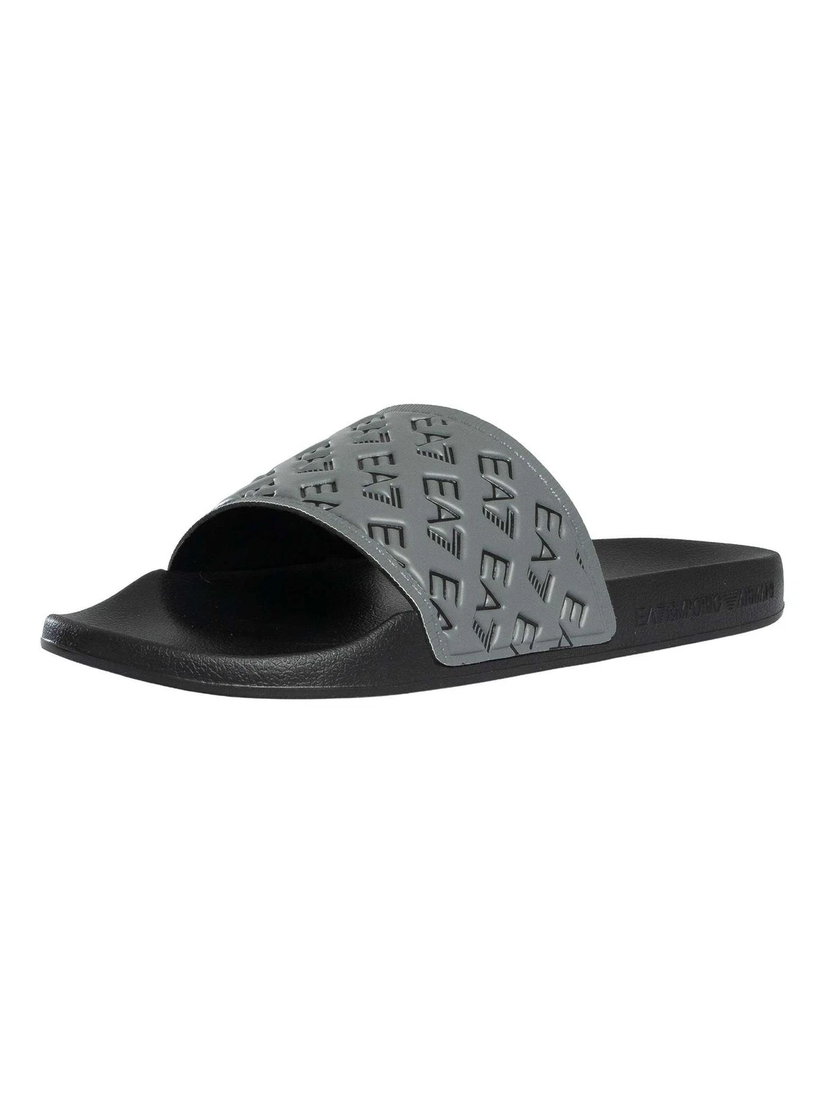 EA7 Men's Logo Pattern Sliders, Black