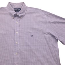 Ralph Lauren Blake Gingham Check Short Sleeve Button Down Shirt Blue Mens XL