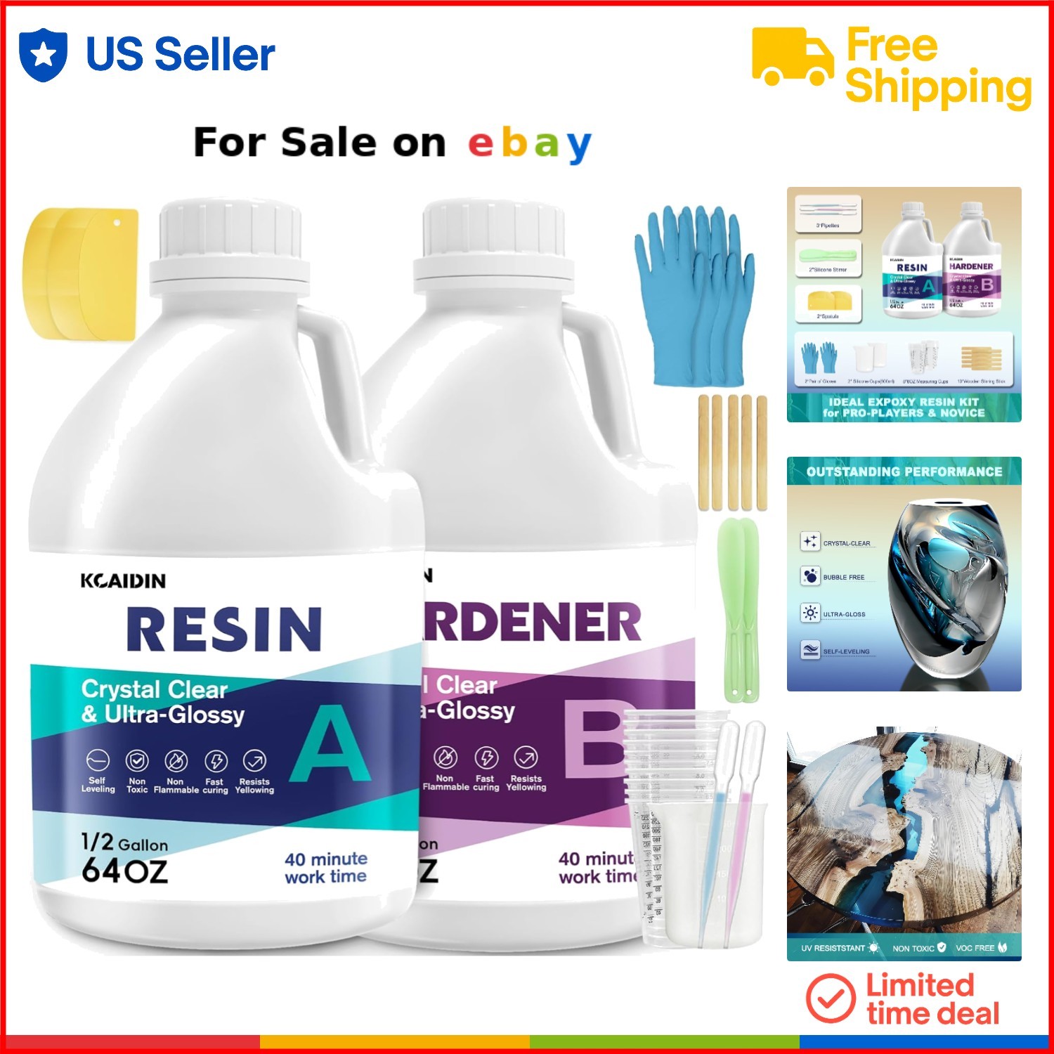 1 Gallon Epoxy Resin Kit for Jewelry Molds and Crystal Clear DIY Art Projects