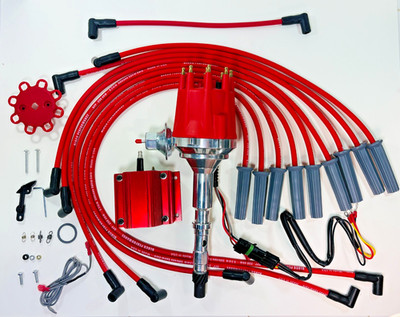 AMC/JEEP 304 360 401 SMALL CAP HEI DISTRIBUTOR + 8.5mm USA WIRES +  RED 50K COIL