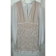 Fashion Nova Polka Dot Smocked Mini Dress – Long Sleeve, Deep V-Neck, Size Small