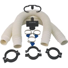 Simple Drain 3EA-1Q2-ZC0 Double Basin Flexible Self-Plunging Sink Drain in White