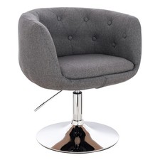 SVITA PANAMA Retro Loungestuhl Cocktailsessel Stoffbezug Polster Tellerfuß Grau