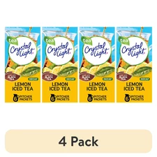 (4 Pack) Crystal Light Decaf Lemon Iced Tea -6 Pitcher Packets Each, Sugar Free
