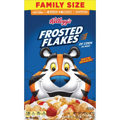 Kellogg's Frosted Flakes Original Breakfast Cereal Family Size Box, 21.7 oz
