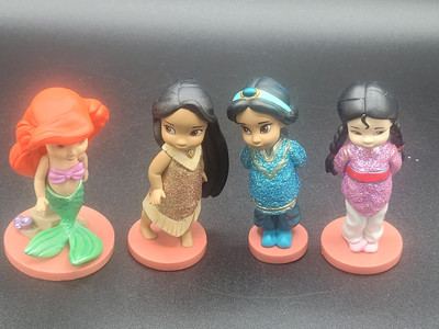 Disney Animators 4 Glitter toddler Princesses PVC figures Ariel, Jasmine