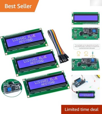 I2C 1602 LCD Display Module - 3pcs for Easy Integration in Electronics Projects