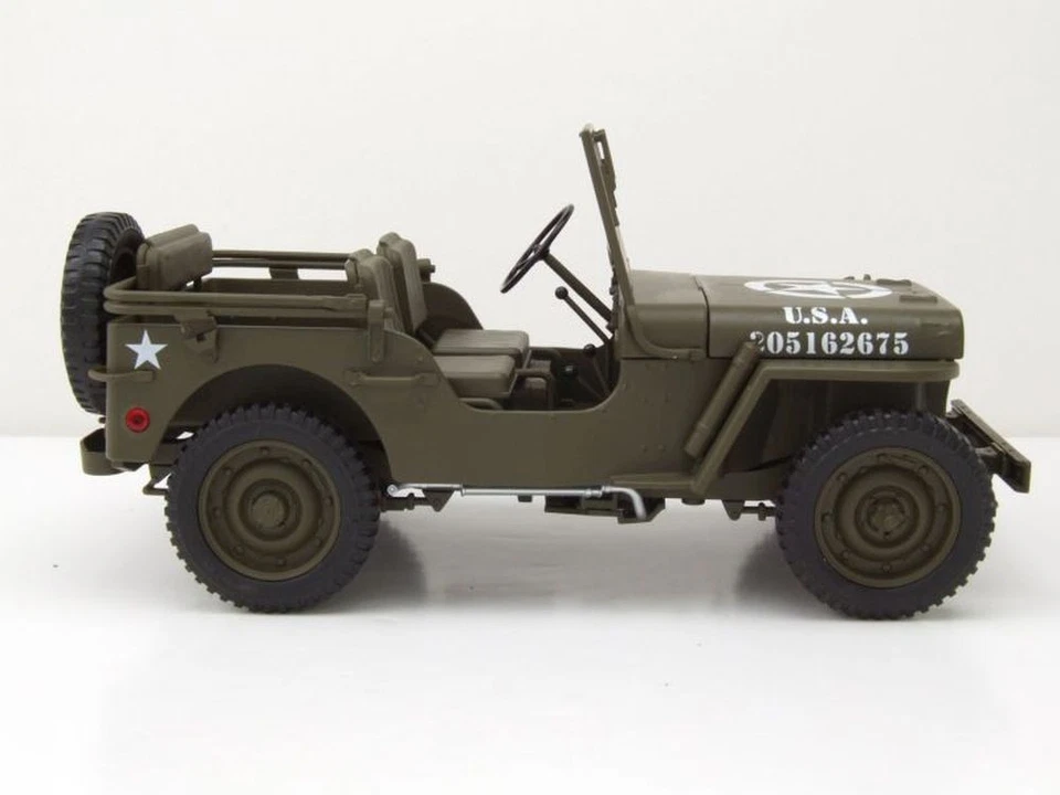 Willys Jeep Aperto US ARMY Militare 1941 Verde Oliva Modellino 1:18 Welly - Immagine 4 di 4