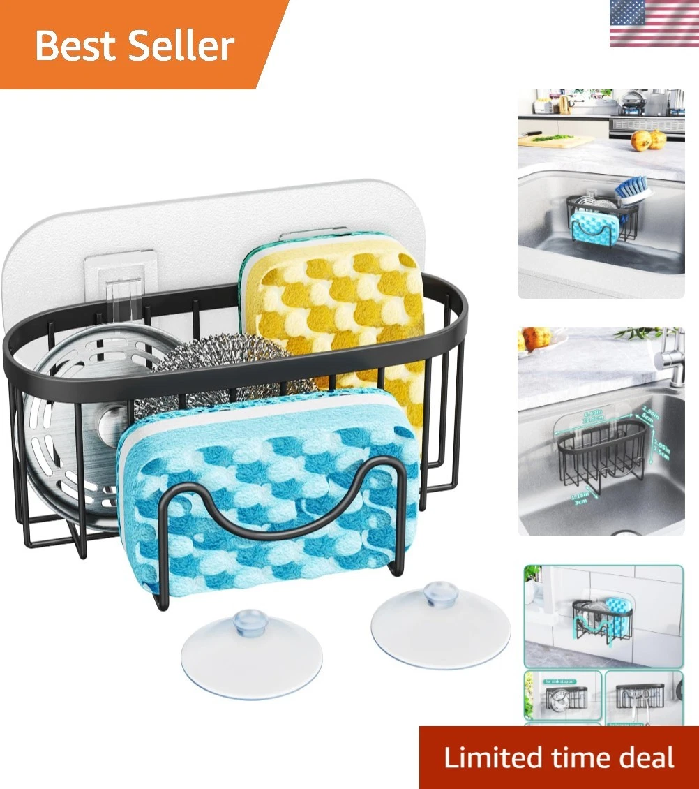 Multifunctional Sponge Holder with Unique M-Shaped, 2 Installation Methods Ki...