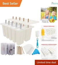 Homemade Silicone Popsicle Molds Set 10-Cav Reusable Sticks Bags Fresh