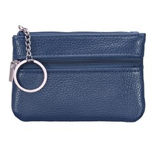 4.5" x 3" Coin Purse Pouch Leather Change Purses, Navy Blue
