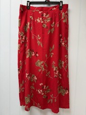 Sag Harbor Red Polyester Back Zip Floral Flare Skirt W/Back Slit Size 14